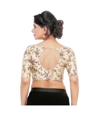 Gold Dupion Silk  Padded Designer Ready Made Saree Blouse 1
