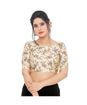 Gold Dupion Silk  Padded Designer Ready Made Saree Blouse 2