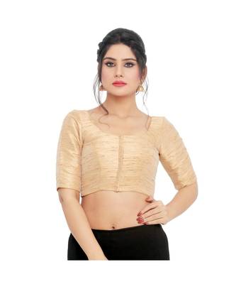Gold  Shimmer Padded Designer Ready Made Saree Blouse 2