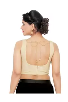Gold Shimmer Padded Designer Ready Made Saree Blouse