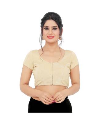 Pastel Peach Dupion Silk Padded Designer Ready Made Saree Blouse 1