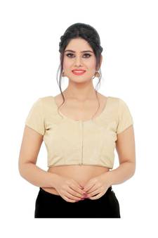 Pastel Peach Dupion Silk Padded Designer Ready Made Saree Blouse