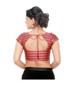 Red Brocade Padded Designer Ready Made Saree Blouse