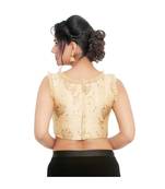 Gold Brocade Padded Designer Ready Made Saree Blouse