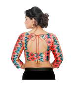 Multi Colourdupion Silk  Padded Designer Ready Made Saree Blouse