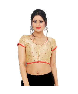 Red Dupion Silk  Padded Designer Ready Made Saree Blouse 2