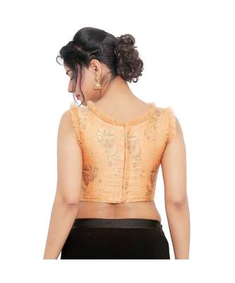 Pastel Peachbrocade Padded Designer Ready Made Saree Blouse 1