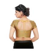 Mustard Brocade Padded Designer Ready Made Saree Blouse