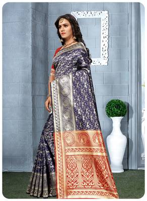Banarasi soft silk champion saree with Blouse 2
