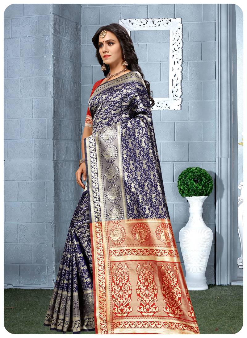 Banarasi soft silk champion saree with Blouse