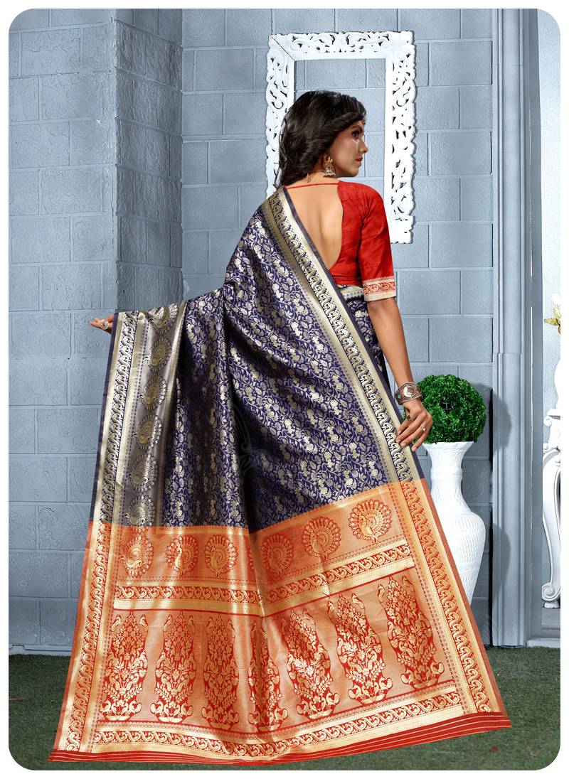 Banarasi soft silk champion saree with Blouse