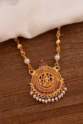 Pearl Laxmi necklace MEDIUM length one gram gold 1