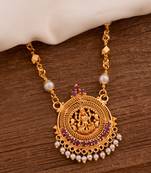 Pearl Laxmi necklace MEDIUM length one gram gold