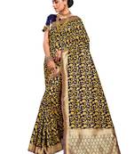 Yellow woven art silk saree with blouse