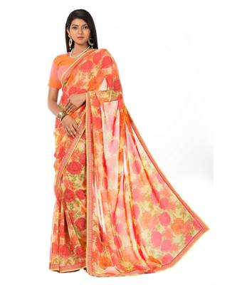 Orange and pink elegant Wrap in 1 Minute saree 2