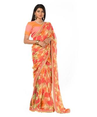 Orange and pink elegant Wrap in 1 Minute saree 3