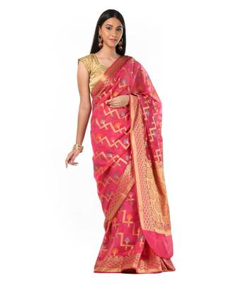 Geometrical Zari Motif Banarasi Wrap in 1 Minute saree 1