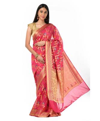 Geometrical Zari Motif Banarasi Wrap in 1 Minute saree 2