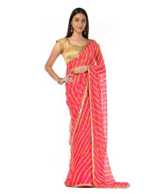 Pink Leheriya Magic Wrap in 1 Minute saree 1