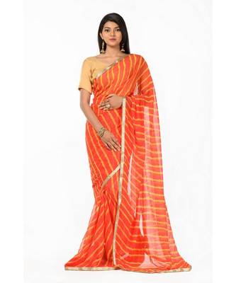 Orange Leheriya Magic Wrap in 1 Minute saree 1