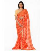 Orange Leheriya Magic Wrap in 1 Minute saree