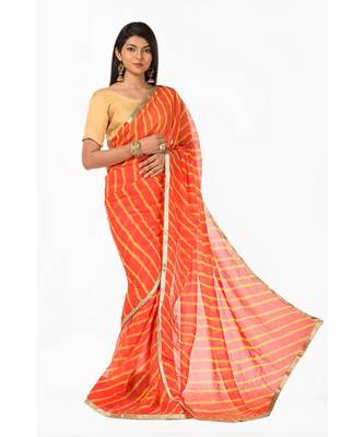 Orange Leheriya Magic Wrap in 1 Minute saree 2