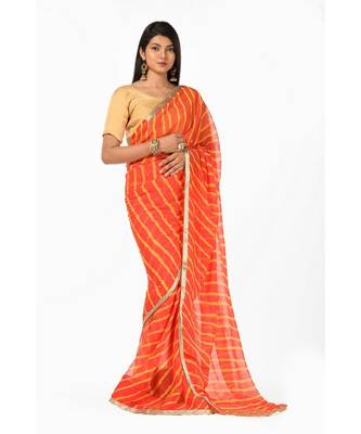 Orange Leheriya Magic Wrap in 1 Minute saree 3