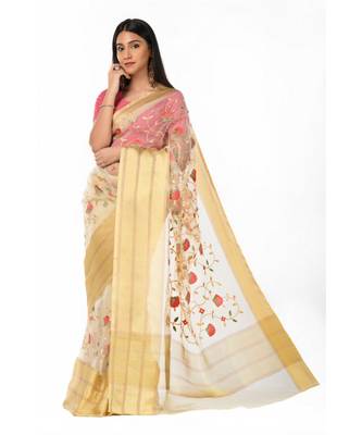 Zari bordered tissue embroidered Wrap in 1 Minute saree 5