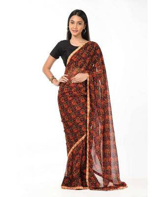 Light zari bordered, black printed magic Wrap in 1 Minute saree 2
