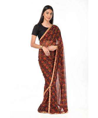 Light zari bordered, black printed magic Wrap in 1 Minute saree 3