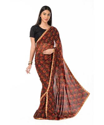 Light zari bordered, black printed magic Wrap in 1 Minute saree 4