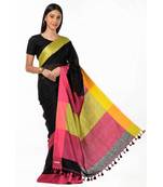 Black green pure linen handloom Wrap in 1 Minute saree