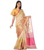 Beige and pink kantha kosa Wrap in 1 Minute saree