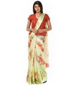 soft light green cotton silk Wrap in 1 Minute saree