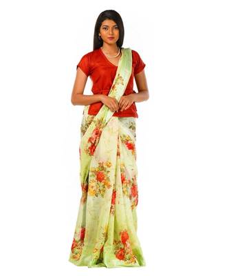 soft light green cotton silk Wrap in 1 Minute saree 2
