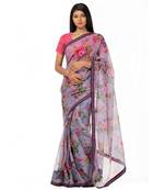 Voilets and lilies Wrap in 1 Minute saree