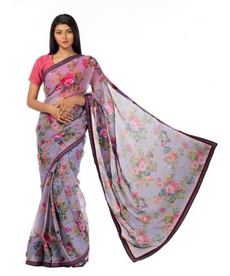Voilets and lilies Wrap in 1 Minute saree 2