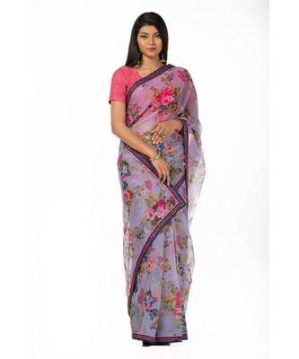 Voilets and lilies Wrap in 1 Minute saree 3