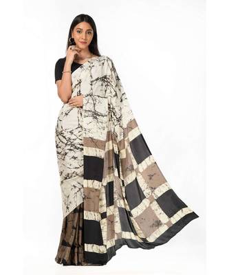 Sedate brown and white love Wrap in 1 Minute saree 3