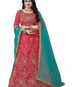 Pink Embroidered Silk Semi Stitched Lehenga