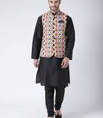 Multicolor Cotton 3Pcs Kurta Pajama Waistcoat