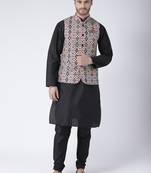 Multicolor Cotton 3Pcs Kurta Pajama Waistcoat