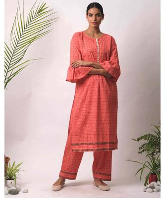peach Afsha cotton Kurta 1