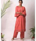 peach Afsha cotton Kurta