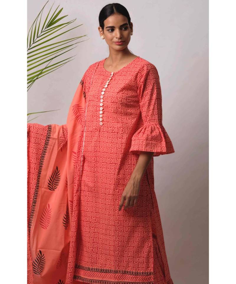 peach Afsha cotton Kurta