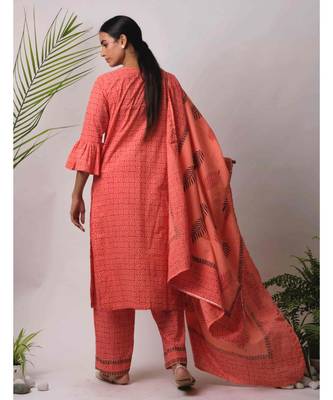 peach Afsha cotton Kurta 4