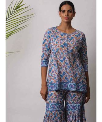 turquoise Bodhi cotton Kurta 1