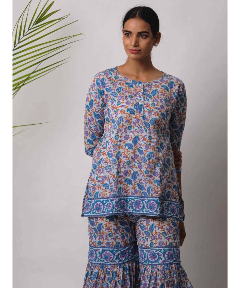turquoise Bodhi cotton Kurta