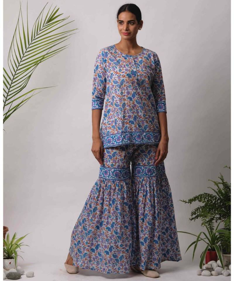 turquoise Bodhi cotton Kurta