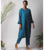 Blue Darika cotton Kurta And Pant Set